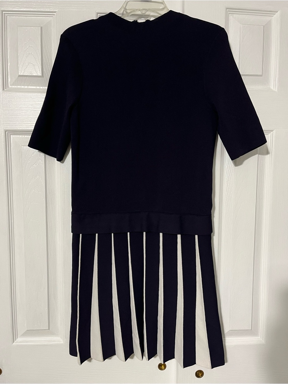 Ted Baker Navy Dress with White Pleated Hem
